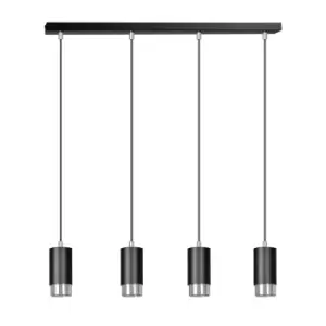 Fumiko Black/Chrome Bar Pendant Ceiling Light 4x GU10