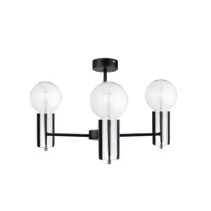 Arde Multi Arm Semi Flush Ceiling Light Black, Silver, 60cm, 3x E27