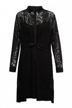 French Connection Tatus Lace Shirt Dress Black