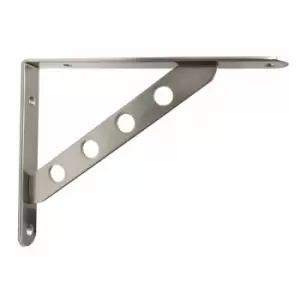 Pair of Strong Fixed Shelf Brackets Supports With Fixings - Colour Brushed Chrome