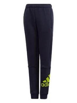 adidas Boys Badge Of Sportpant Fleece, Navy, Size 11-12 Years