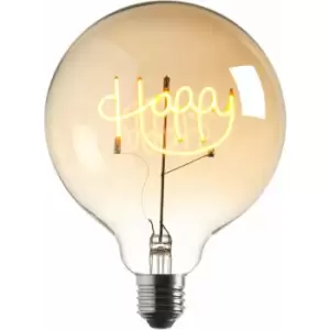 Loops - 2W E27 Globe Shaped LED Lamp - happy LED Filament Amber Tinted Glass Light Bulb