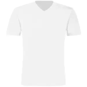 B&C Mens Exact V-Neck Short Sleeve T-Shirt (2XL) (White)