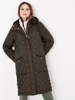 Joules Chatham Quilted Coat - Khaki, Green, Size 18, Women