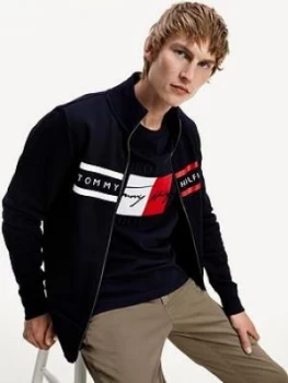 Tommy Hilfiger Logo Zip Thru Tracksuit Top, Navy, Size S, Men