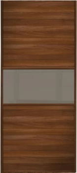 Wickes Sliding Wardrobe Door Fineline Walnut Panel and Cappuccino Glass - 2220 x 762mm