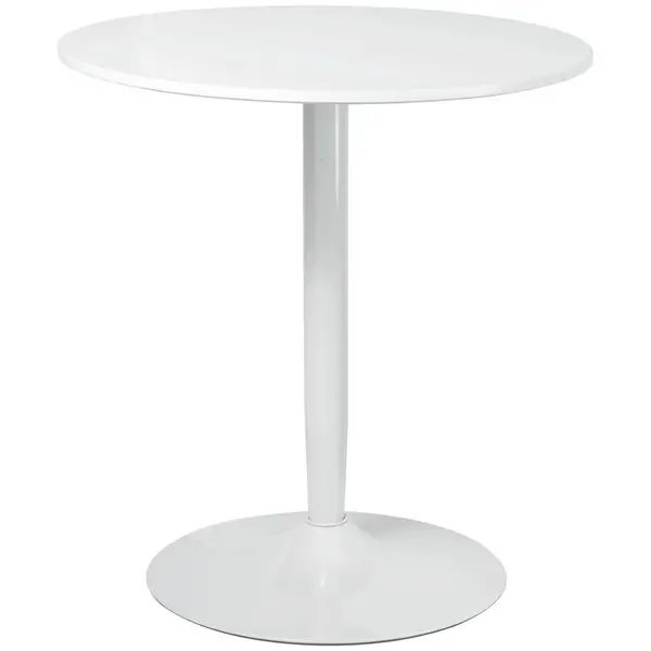 HOMCOM Round Dining Table, Modern Dining Room Table with Steel Base, Non-slip Foot Pad, Space Saving Small Dining Table, White