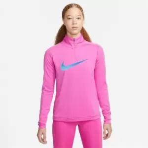 Nike Dri-FIT Swoosh Womens Half-Zip Long Sleeve Top - Pink