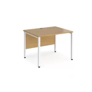 Office Desk 1000mm Rectangular Desk With Bench Leg Oak Tops With White Frames 800mm Depth Maestro 25