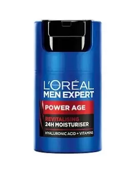 LOreal Paris LOreal Men Expert Power Age Moisturiser, Hyaluronic Acid Moisturiser for Ageing, Dry & Dull Skin 50ml One Colour, Men