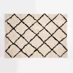 Tahira 120x170cm Cream Base Black Cross Shaggy Rug