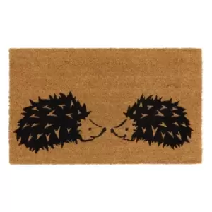 JVL Hedgehog Print, Latex Backed Coir Mat, 45x75cm - Multi