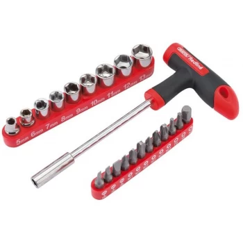 Draper T-Handle Driver with 22 Piece Bit and Socket Set