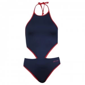 Tommy Bodywear Cut Out Halter Neck Swimsuit - Navy Blazer