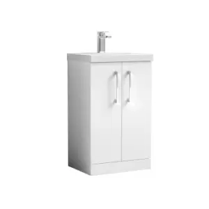 Nuie Arno 500mm Floor Standing 2 Door Vanity & Basin 1 Gloss White