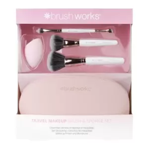 brushworks Travel Makeup Brush & Sponge Set 5 pcs