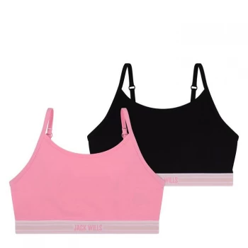 Jack Wills Kids Girls Multipack Bralettes 2 Pack - Pink/Black