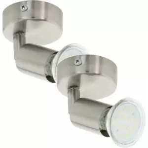 Loops - 2 pack Wall 1 Spot Light Colour Satin Nickel Steel Shade GU10 1x3W Included