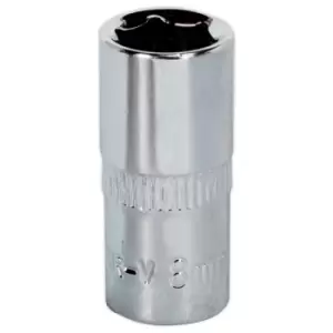 Sealey SP1408 Walldrive Socket 8mm 1/4"sq Drive Fully Polished