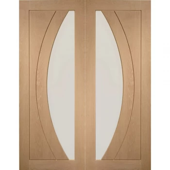 XL Joinery Salerno Unfinished Oak Glazed Internal Door Pair - 1981mm x 1168mm (78 inch x 46 inch)