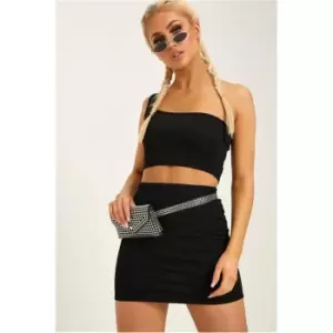 I Saw It First One Shoulder Crop Top - Black