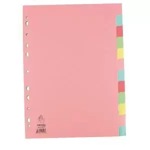 A4 Manilla Divider 12-Part Pink with Multi-Colour Tabs WX01515 WX01515