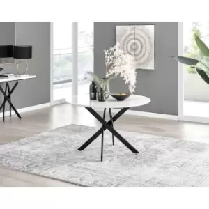 Furniture Box Novara 120cm White High Gloss Table - Black