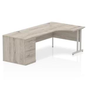 Impulse 1800 Right Hand Cantilever Workstation 800 Pedestal Bundle Grey Oak