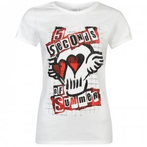 Official 5 Seconds of Summer T Shirt Ladies - Red Skull