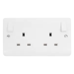 Click Scolmore Mode 15A 2 Gang Outboard Plug Socket Polar White - CMA836