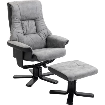Homcom - Fabric Recliner Sofa Armchair with footstool Swivel Sofa Grey