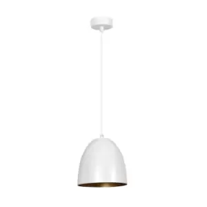 Haris White/Gold Dome Pendant Ceiling Light 1x E27