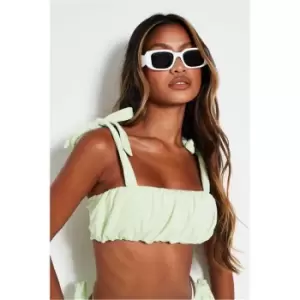 I Saw It First Green Towelling Ruched Tie Strap Crop Top - Green