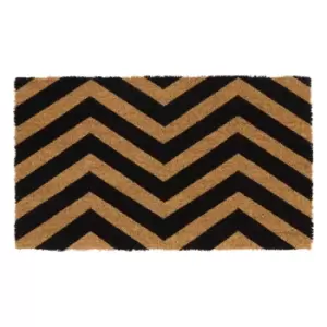 JVL Zig Zag Pattern, Latex Coir Mat, 40x70cm - Brown/Black