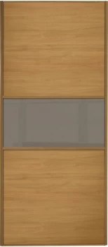 Wickes Sliding Wardrobe Door Fineline Oak Panel and Cappuccino Glass - 2220 x 914mm