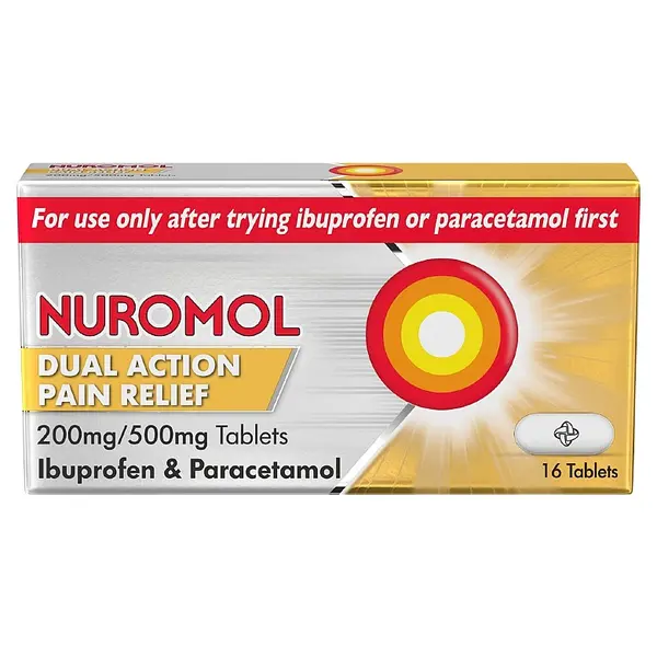 Nuromol Dual Action Pain Relief 200Mg/500Mg Ibuprofen & Paracetamol Tablets 16S 16 tablets