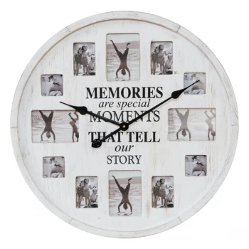 HOMETIME Large Wooden Multi-Aperture Frame Clock - Memories