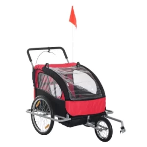 HOMCOM 2 in 1 Child Bike Carrier, 2-Seater-Red