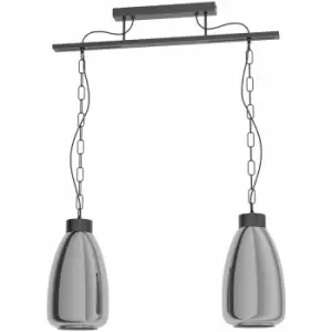 Hanging Ceiling Pendant Light Black Vaporized Glass 2 x 40W E27 Feature Lamp