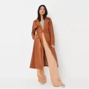 Missguided Pu Trench Coat - Brown