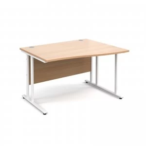 Maestro 25 WL Right Hand Wave Desk 1200mm - White Cantilever Frame be