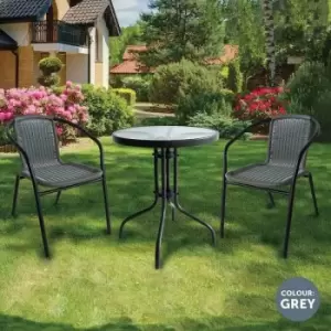 Milano Rattan 3 Piece Bistro Set - Grey