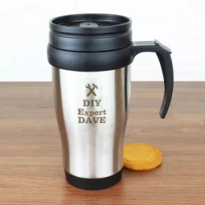 Personalised Man At Work Travel Mug in Black Plastic