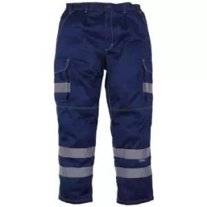 Yoko Mens Hi Vis Polycotton Cargo Trousers With Knee Pad Pockets (40R) (Navy) - Navy