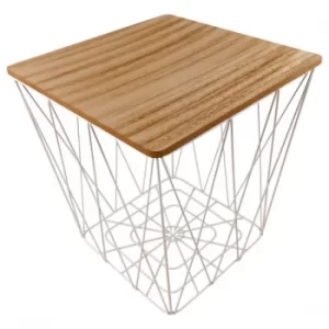 Geometric White Wire Square Side Table