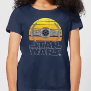 Star Wars Sunset Tie Womens T-Shirt - Navy - M