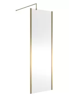 Hudson Reed 700mm Outer Framed Wetroom Screen With Support Bar - Brushed Brass