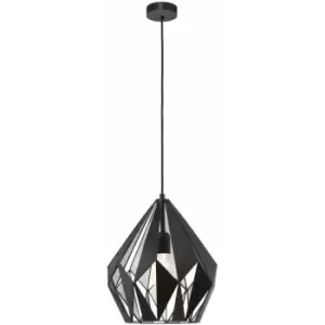 Hanging Ceiling Pendant Light Black & Silver Geometric 1x 60W E27 Feature Lamp