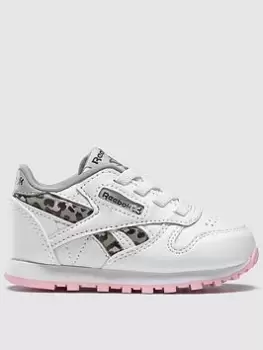 Reebok Infant Girls Classic Leather, White, Size 4