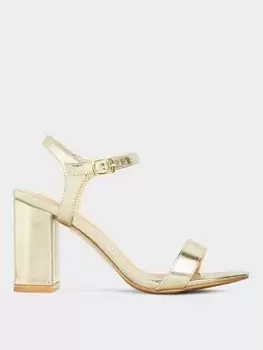 Yours Block Heel Sandal - Gold, Size Eee, Women